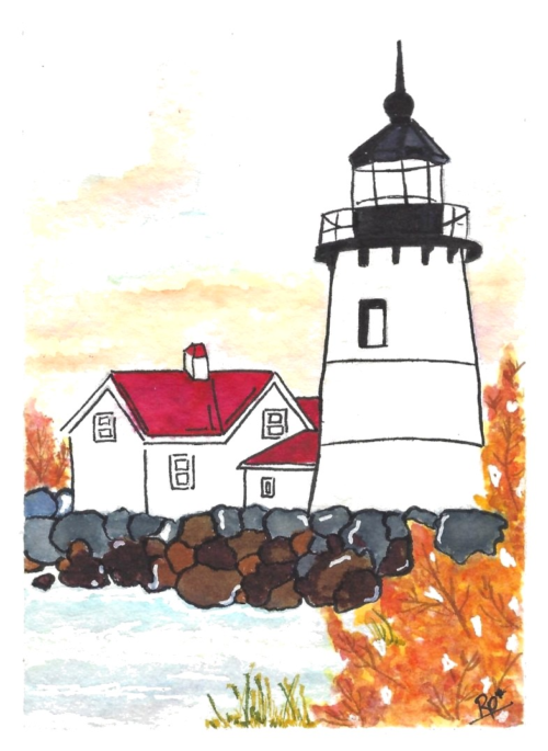 Autumn Lighthouse — original watercolor by Ruth