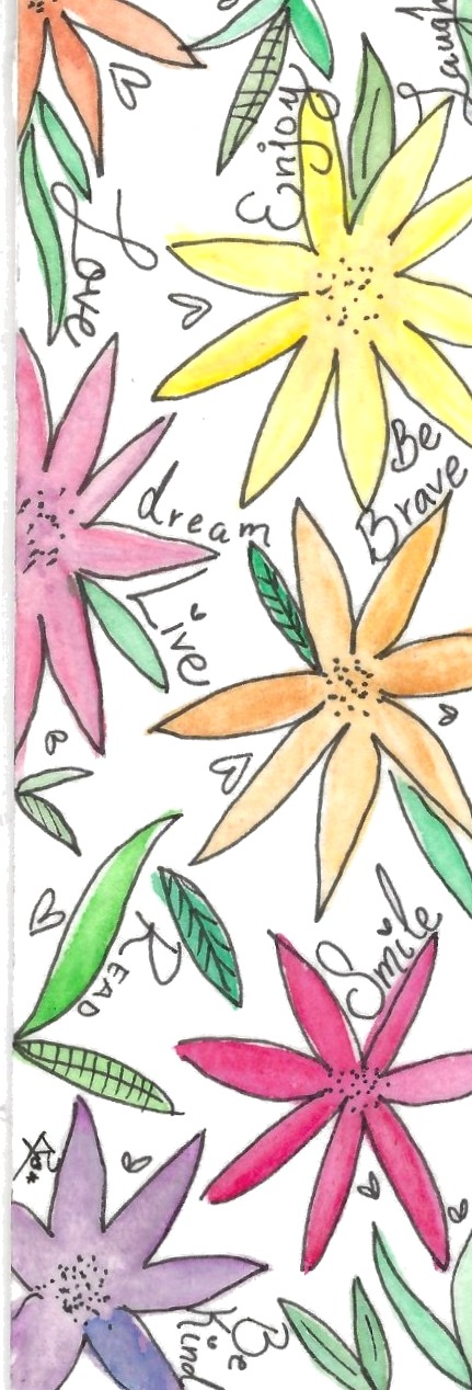 Be Kind Flowers Bookmark — hand-painted watercolor by Ruth