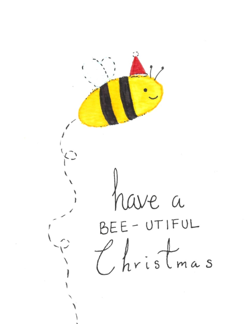 Bee-utiful Christmas Card — hand-painted watercolor by Ruth
