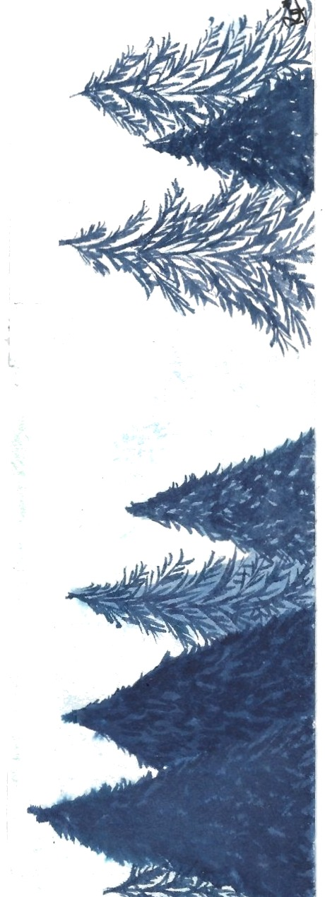 Blue Pines Bookmark — hand-painted watercolor by Ruth