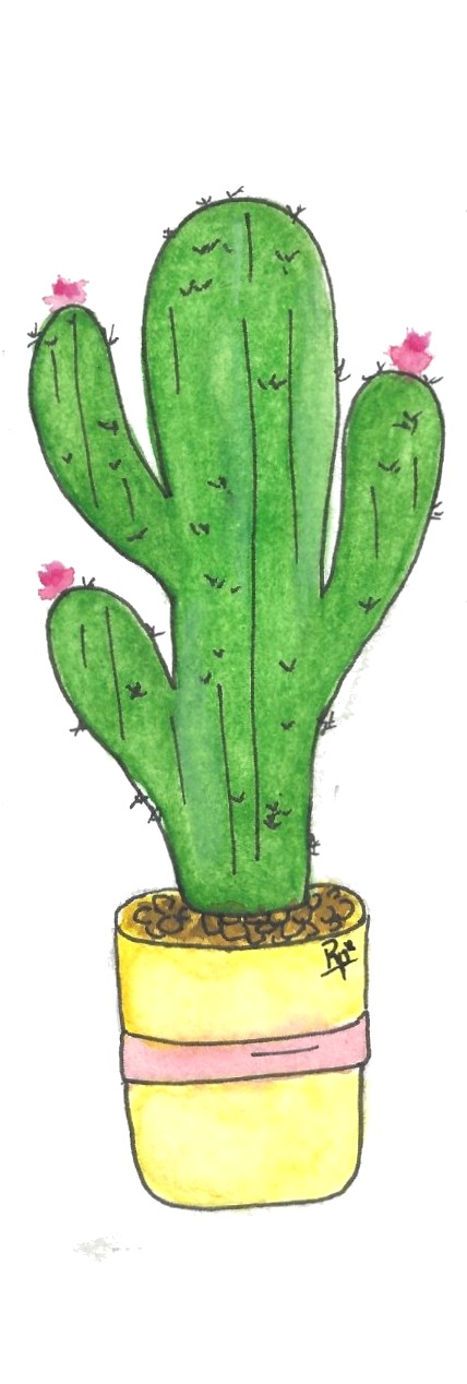 Cactus Bookmark — hand-painted watercolor by Ruth