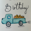 camion calabazas bdy Pumpkin Truck Birthday Card