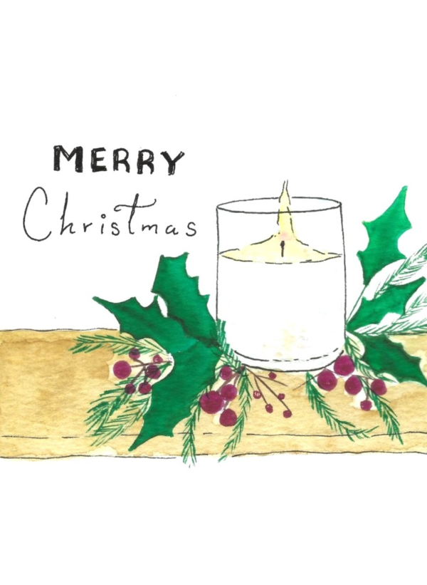 Christmas Candle Card Christmas Candle Card — hand-painted watercolor by Ruth