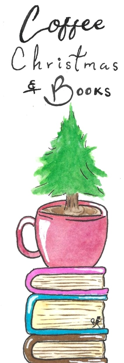 Coffee, Christmas & Books Bookmark — hand-painted watercolor by Ruth