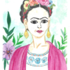 Frida with Flowers — original watercolor by Ruth