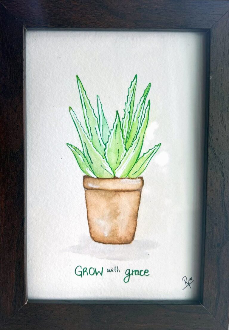 Grow with grace aloe – hand-painted by Watercolor by Ruth