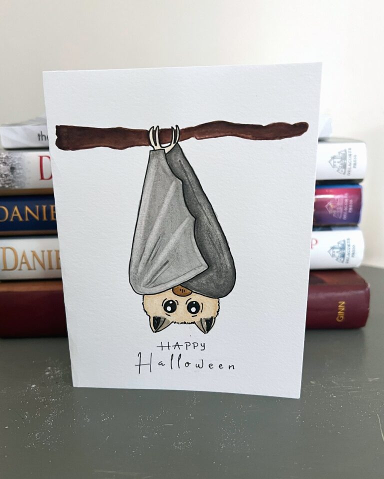 Halloween bat card – hand-painted by Watercolor by Ruth