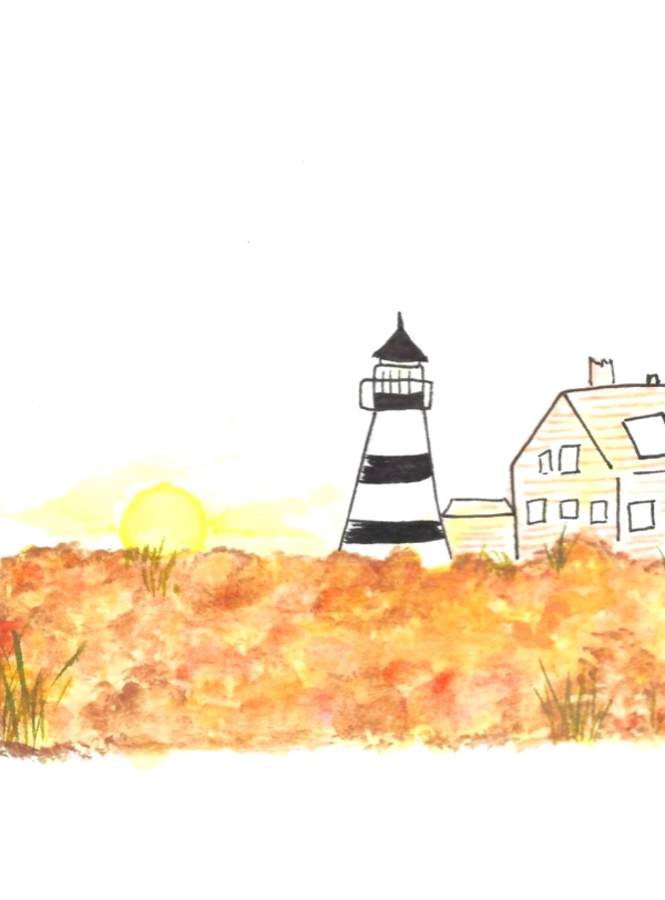 Lighthouse Sunset Card Lighthouse Sunset Card — hand-painted watercolor by Ruth
