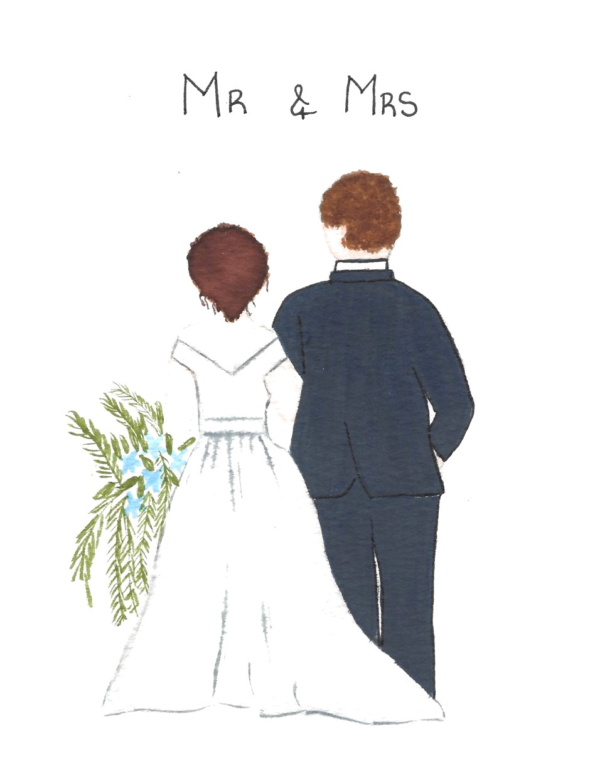 Mr & Mrs Wedding Card Mr & Mrs Wedding Card — hand-painted watercolor by Ruth