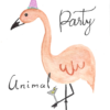 Party Animal Flamingo Birthday Card Party Animal Flamingo Birthday Card — hand-painted watercolor by Ruth