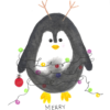 Penguin in Christmas Lights Card Penguin in Christmas Lights Card — hand-painted watercolor by Ruth