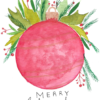 Red Ornament & Greenery Christmas Card Red Ornament & Greenery Christmas Card — hand-painted watercolor by Ruth