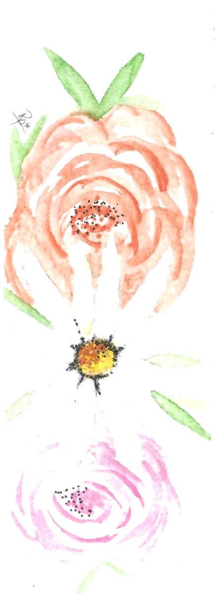Three Flowers Bookmark — hand-painted watercolor by Ruth