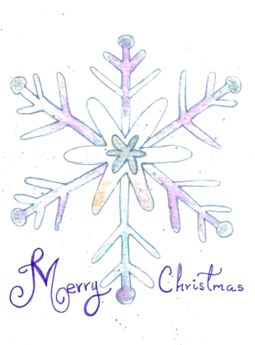 Snowflake Christmas Card — hand-painted watercolor by Ruth